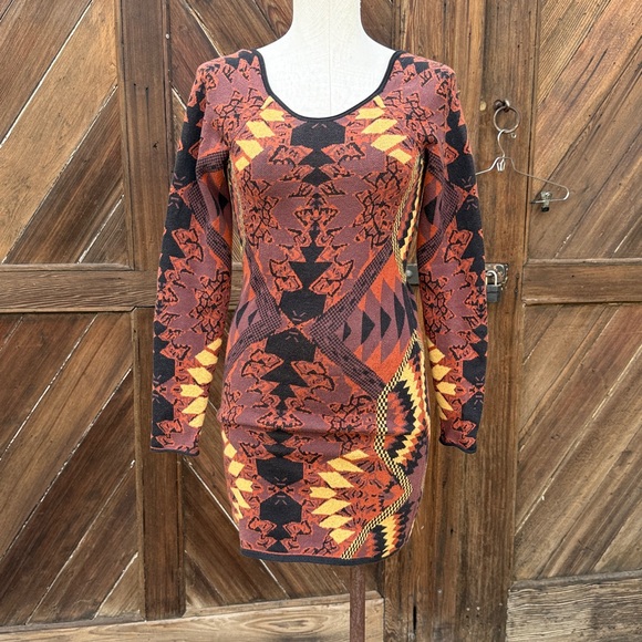 Free People Huntress of the moon Boho Geometric Patterned Long Sleeve Dress S - Picture 2 of 7